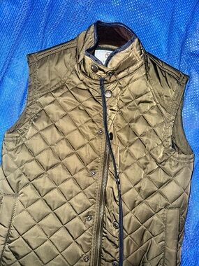 Quilted Kids Vest in Olive Green with Stand Collar